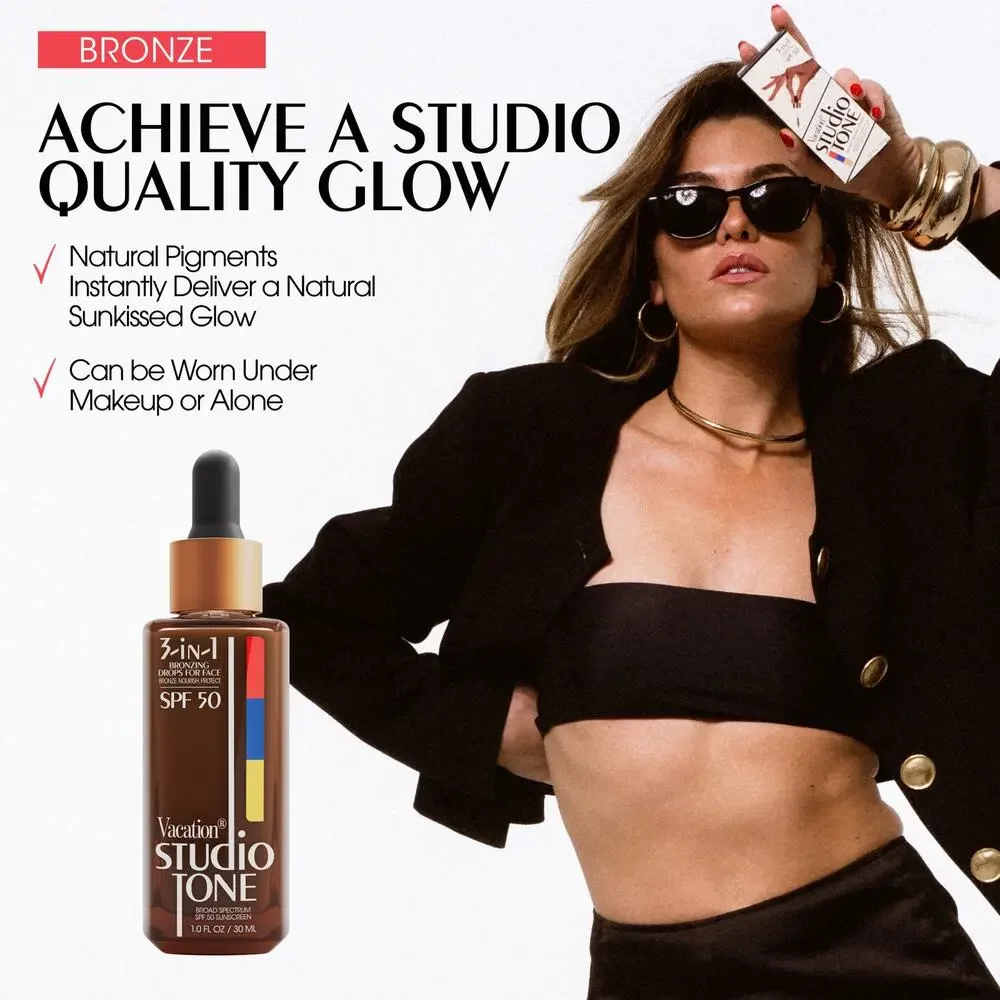 NEW! Vacation Studio Tone SPF 50 Bronzing Drops for Face